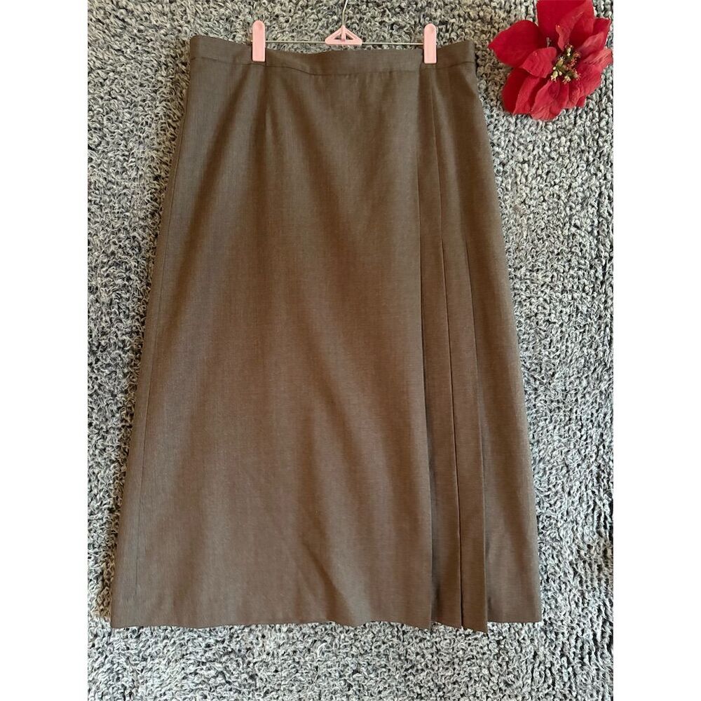 Orvis Women's Brown Wool Blend Pencil Skirt Size 16 Knee Length With Flaw
